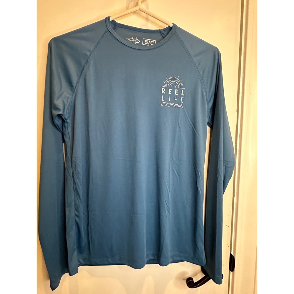 Reel Life Womens Blue Long Sleeve Sun Protection Performance Fishing Shirt Small